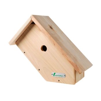 45-Degree Handmade Wooden Side View Bird Box - Cedar Wood - L36.5 x W20.5 x H17 cm