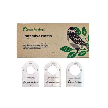 Green Feathers Bird Box Protective Stainless Steel Cover Plates - (Pack of 3)