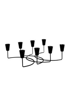 Circular 8 Piece Candle Holder - Iron - L12 x W28 x H34 cm - Black