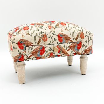 Robin Fabric Footstool with Drawer - L25 x W40 x H25 cm
