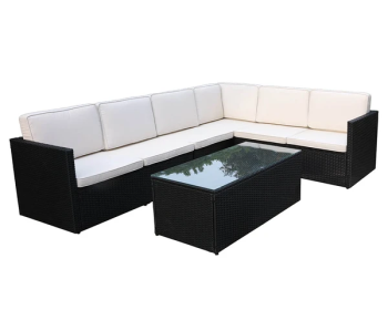 Berlin Corner Lounging Set - Synthetic Rattan - H43 x W110 x L55 cm - Black