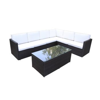 Berlin Corner Lounging Set - Synthetic Rattan - H43 x W110 x L55 cm - Brown