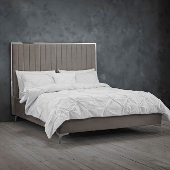 Berkeley Kingsize Bed - Velvet - L217 x W168 x H142.5 cm - Soft Mink Grey