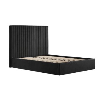 Berlin Tall Ottoman Double Bed Frame (Pack of 2) - Velvet - L203 x W154 x H124 cm - Black - Flat Pack