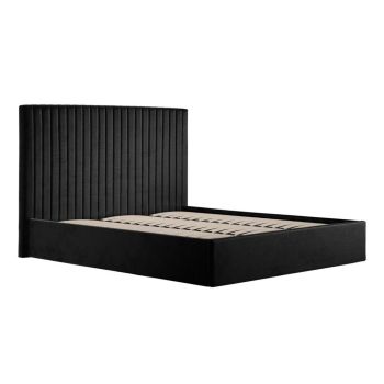 Berlin Tall Ottoman Super King Size Bed Frame (Pack of 2) - Velvet - L213 x W198 x H124 cm - Black - Flat Pack