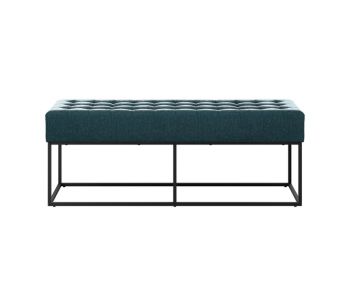 Boden Bench - Chenille/Metal - L41 x W120 x H46 cm - Yale Blue/Black Matte