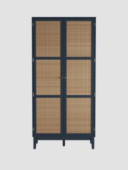 Bordeaux 2 Door Wardrobe - Engineered Wood/Plastic - L55.52 x W85 x H180.5 cm - Berlin Blue/Oak