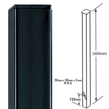 Square Metal Posts Blank Post, Flat Top, Concrete-In 50 mm Sq X 1600 mm