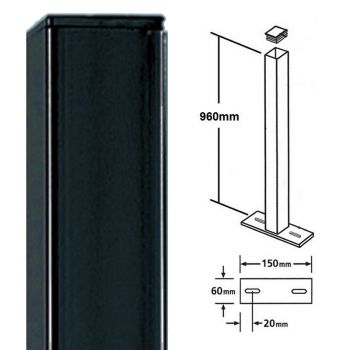 Square Metal Posts Blank Post, Flat Top, Bolt-Down 50 Mm Sq X 960 mm