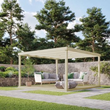 Box Pergola and Decking Kit - Wood - L240 x W240 cm - Light Green