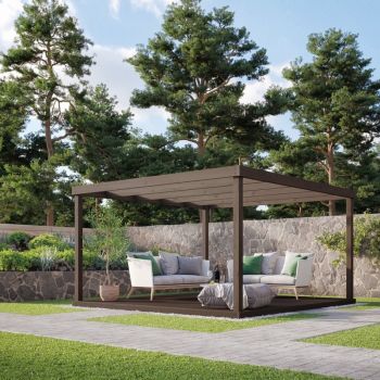 Box Pergola and Decking Kit - Wood - L240 x W240 cm - Rustic Brown