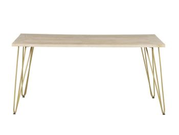 Light Gold Dining Table - Solid Mango Wood - L85 x W160 x H76 cm