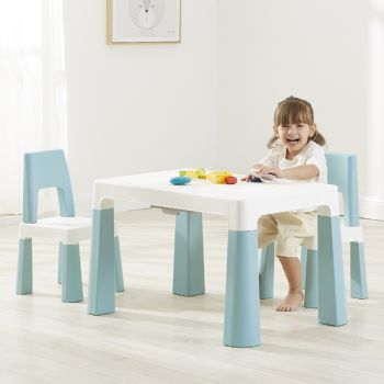 Kids White/Forest Green Height Adjustable Table and Chair Set