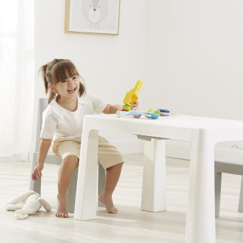 Kids White/Grey Height Adjustable Table and Chair Set