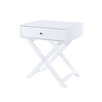 Options White Painted X Leg 1 Drawer Petite Bedside Cabinet