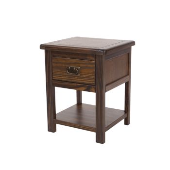 1 Drawer Bedside Cabinet - Pine - L40 x W45 x H56 cm - Dark Brown - Flat Packed