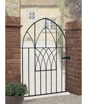 Abbey Modern Low Arch Bow Top Single Gate - Solid Steel - Fits Gap of 991 mm x 1378 mm High - Electro Galv./Black Powder Coated