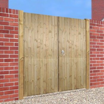 Carlton Tall Flat Top Double Driveway Gate - Pressue Treated Scandinavian Redwood - W1500 x H1800 mm