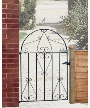 Classic Scroll Low Bow Top Single Gate - Solid Steel - Fits Gap of 914 mm x 1219 mm High - Electro Galvanised/Black Powder Coated - Grouped