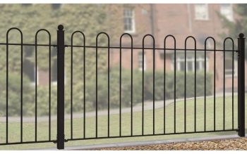 Court Hoop Top Fence Panel - Solid Steel - FIts Gap of 1830 mm x 950 mm High - Electro Galvanised/Black Powder Coated