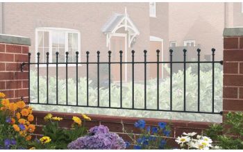 Manor Railing Panel - Solid Steel - Fits Gap of 1830 mm x 455 mm High - Electro Galvanised/Black Powder Coated