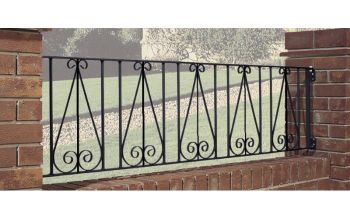 Regent Scroll Railing Panel - Solid Steel - Fits Gap of 1830 mm x 395 mm High - Electro Galvanised/Black Powder Coated