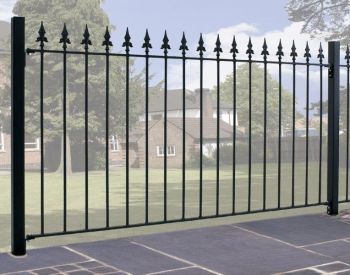 Saxon Spear Top Fence Panel - Solid Steel - FIts Gap of 1830 mm x 950 mm High - Electro Galvanised/Black Powder Coated