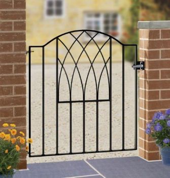 Abbey Modern Verona Low Bow Top Single Gate - Solid Steel - Fits Gap of 955 mm x 940 mm High - Electro Galv./Black Powder Coated