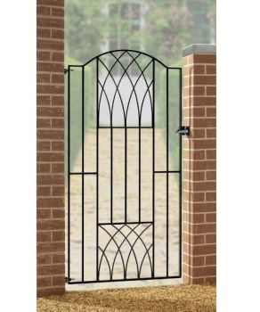 Abbey Modern Verona Tall Bow Top Single Gate - Solid Steel - Fits Gap of 955 mm x 1798 mm High - Electro Galv./Black Powder Coated