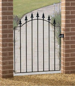 Saxon-Warwick Spear Low Bow Top Single Gate - Solid Steel - Fits Gap of 880 mm x 1076 mm High - Electro Galv./Black Powder Coated