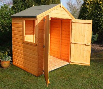 6 x 4 Feet Bute Shiplap Apex Dip Treated Garden Shed Double Door with One Opening Window