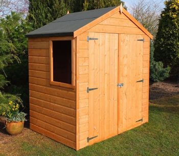 6 x 4 Feet Bute Shiplap Apex Dip Treated Garden Shed Double Door with One Opening Window