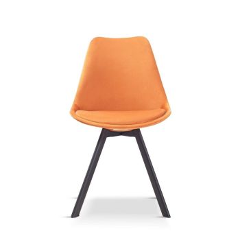 Mmilo Tulip Style Dining Chair (Pack of 4) - Velvet - L47 x W58 x H82 cm - Orange