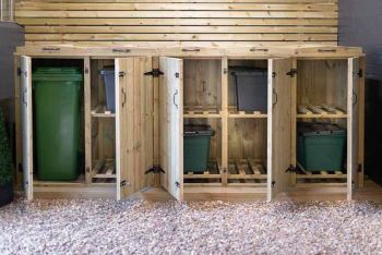 Chatburn 1 Wheelie Bin/8 Recycle Box Store - L80.4 x W308.5 x H120 cm - Fits 1x 180L or 1x 240L Wheelie Bins & 8x Recycle Boxes