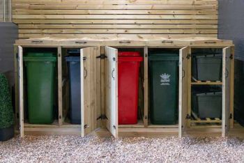 Chatburn 4 Wheelie Bin/2 Recycle Box Store - L80.4 x W342.2 x H120 cm - Fits 4x 180L or 4x 240L Wheelie Bins & 2x Recycle Boxes