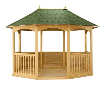 Brompton Large Tiled Pavilion Gazebo - Pressure Treated Timber - L370 x W270 x H310 cm