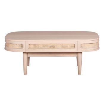 Valencia 1 Drawer Coffee Table - Cane & Mango Wood - L55 x W115 x H45 cm