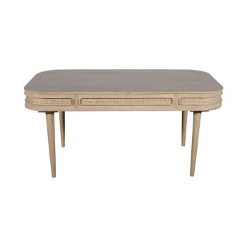 Valencia 6 Seater Dining Table - Cane & Mango Wood - L90 x W165 x H78 cm