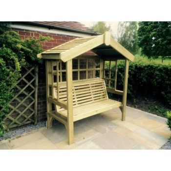 Cottage Arbour - Trellis Back and Sides - L90 x W170 x H190 cm - Minimal Assembly Required - Set of Waterproof Cushions Included