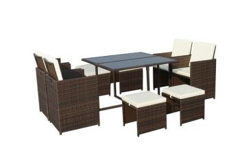 CANNES Brown 8 Seater Cube Set