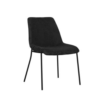 Carlo Dining Chair (Pack of 2) - Textured Velvet/Metal - L49.5 x W83 x H63 cm - Black