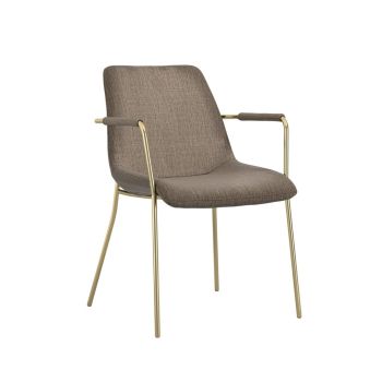 Carlo Arms Dining Chair (Pack of 2) - Textured Velvet/Metal - L56.5 x W83 x H60.5 cm - Taupe
