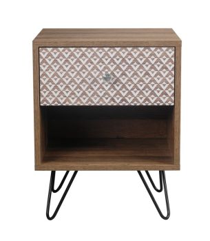 Casablanca 1 Drawer Lamp Table - Wood - L35 x W39 x H50 cm - Brown