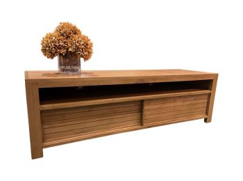 Large Teak TV Unit Media Storage Unit - Teak - L44 x W150 x H45 cm