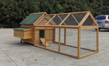 4 to 9 Hen House CC007HR F (Felt Roof) House and Run - L180 x W90 x H114 cm