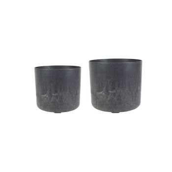 Celine Recycled Planters (Set of 2) - Artificial Stone - Black
