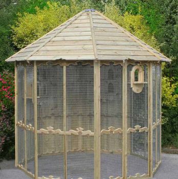 Ipswich Aviary - 8 Foot Diameter - Natural - Pressure Treated Red Pine - L248 x W248 x H285 cm