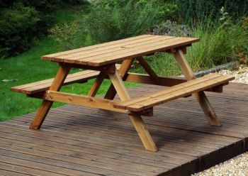 Six Seater Picnic Table - W150 x D133 x H74 - Fully Assembled - Gold