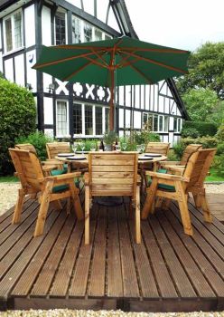 Eight Seater Circular Table Set with Cushions - W350 x D350 x H98 - Fully Assembled - Green