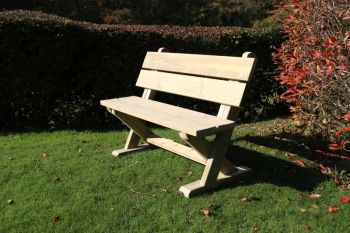 Ashcome Bench, Traditional Wooden Garden Seat - L65 x W120 x H90 cm - Minimal Assembly Required